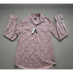 Michael Kors Men's Slim Fit Logo Button Up Shirt Pink All Over Print Size M NWT